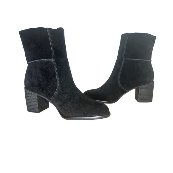 Frye & Co Phoebe Suede Leather Boots Size 8 Black Ankle 70s Retro Preppy Western - Picture 1 of 16